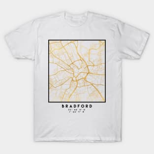 BRADFORD ENGLAND CITY STREET MAP ART T-Shirt